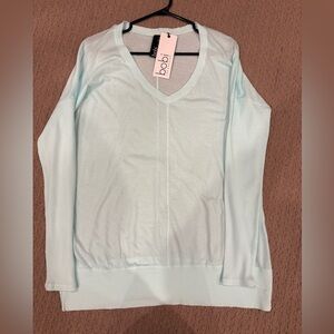 Bobi Women's Soft Blue Long Sleeve V-Neck Top